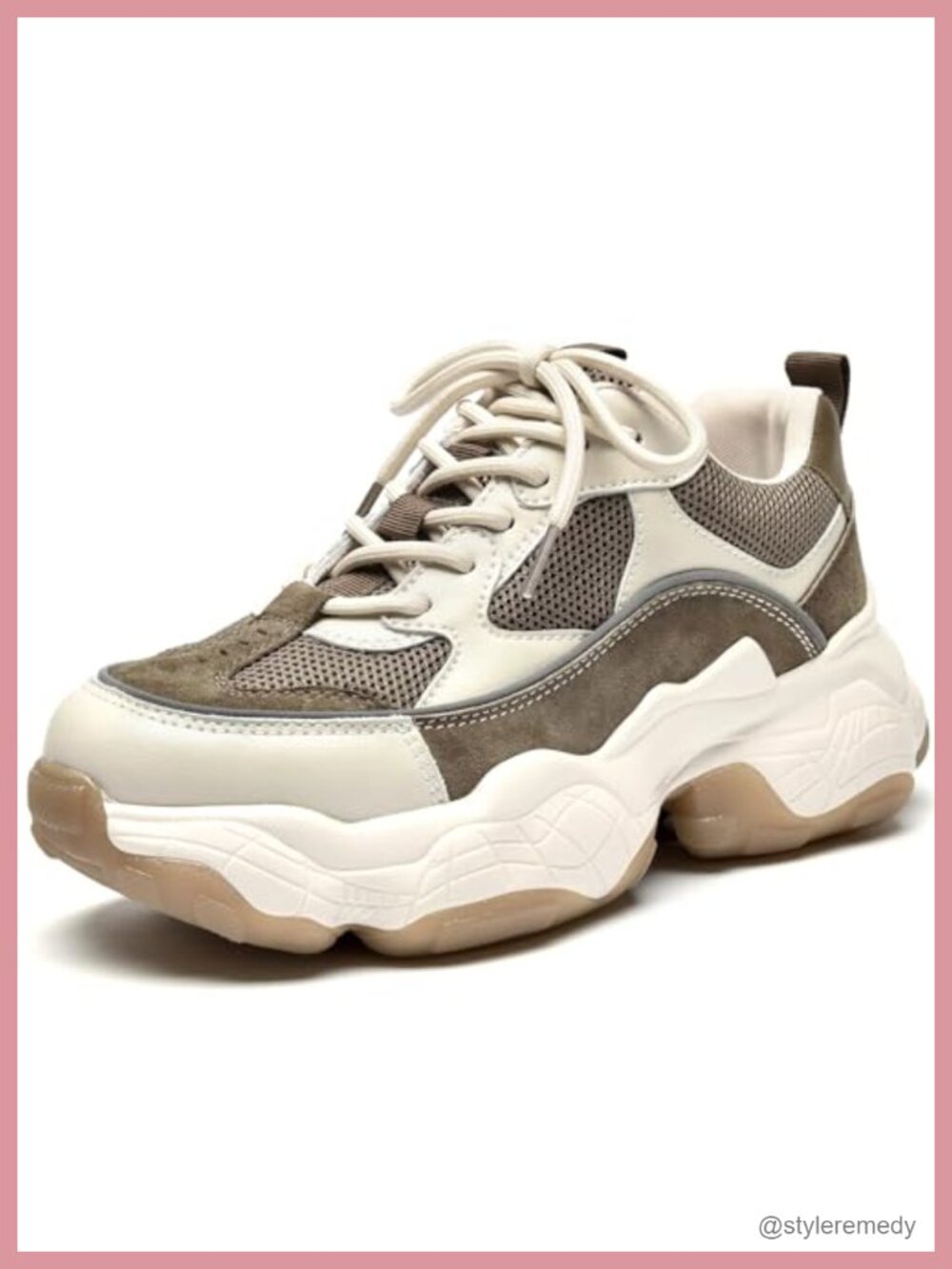 Chunky Platform Dad Sneakers Women's Comfortable Fashion Sneakers Leather Mesh